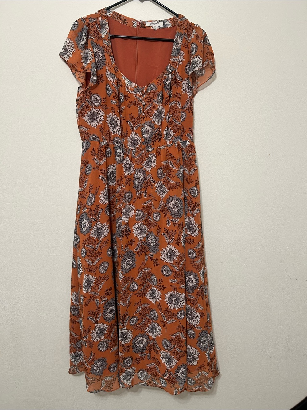 Madewell Floral Orange Midi Dress - Lightweight Summer Style